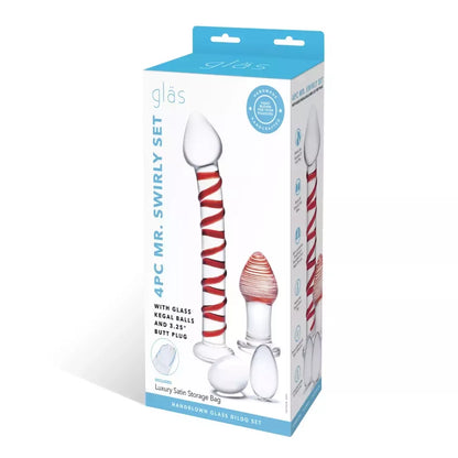 Glas Mr. Swirly 4 dalių stiklo rinkinys – universalus intymios gerovės rinkinys