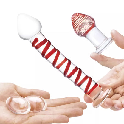 Glas Mr. Swirly 4 dalių stiklo rinkinys – universalus intymios gerovės rinkinys