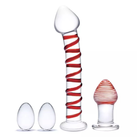 Glas Mr. Swirly 4 dalių stiklo rinkinys – universalus intymios gerovės rinkinys