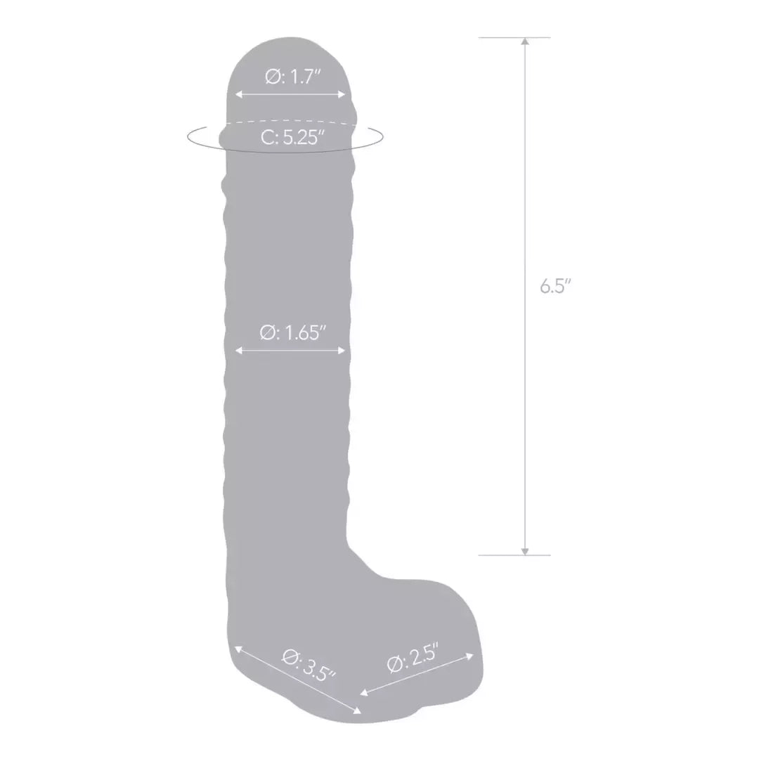 Glas Ribbed Glass Intimate Device 8” – tekstūruotas, skaidrus, lenktas G taškui
