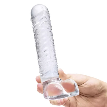 Glas Ribbed Glass Intimate Device 8” – tekstūruotas, skaidrus, lenktas G taškui