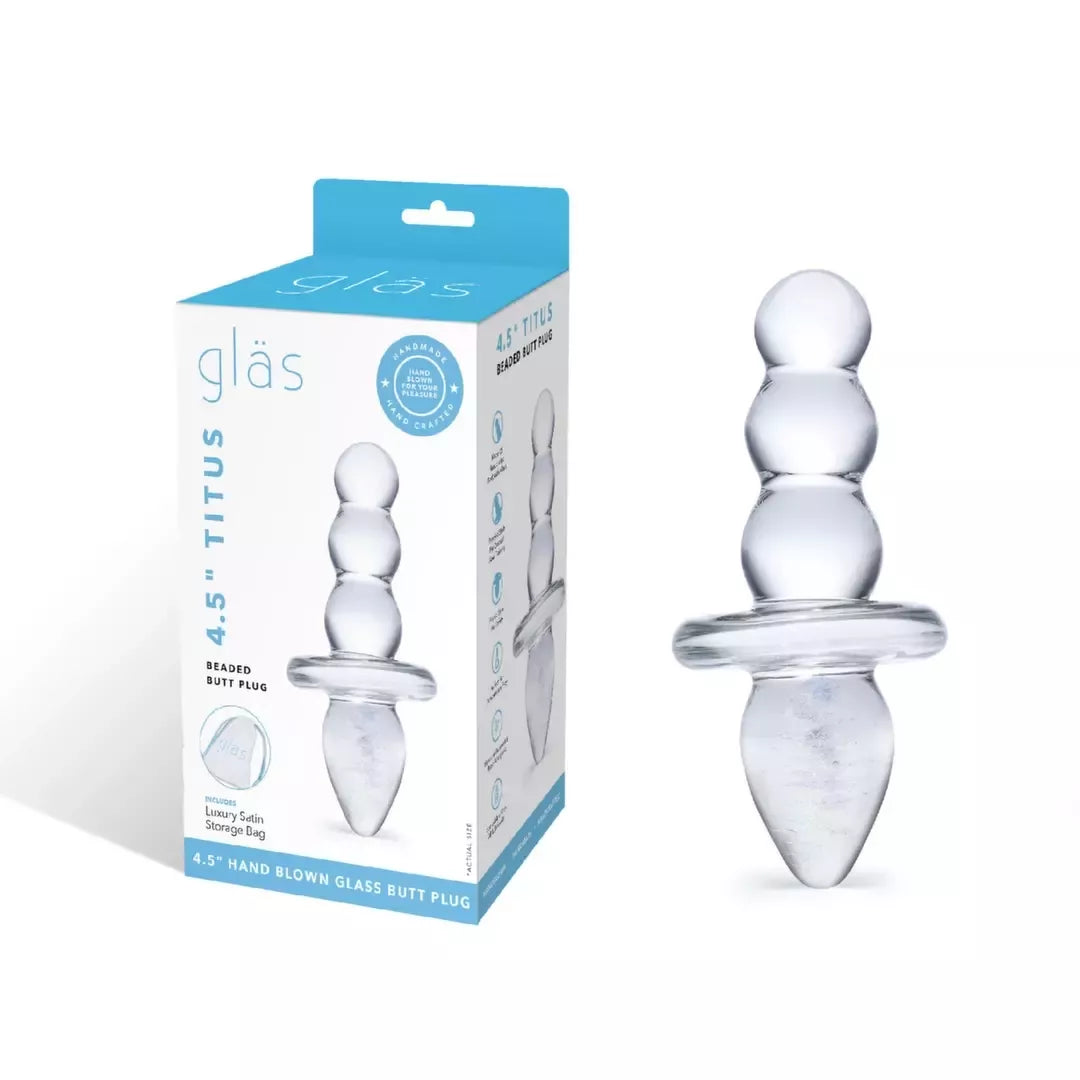 Glas Titus – stiklinis analinis kaištis, skaidrus, 11,5 cm, hipoalerginis