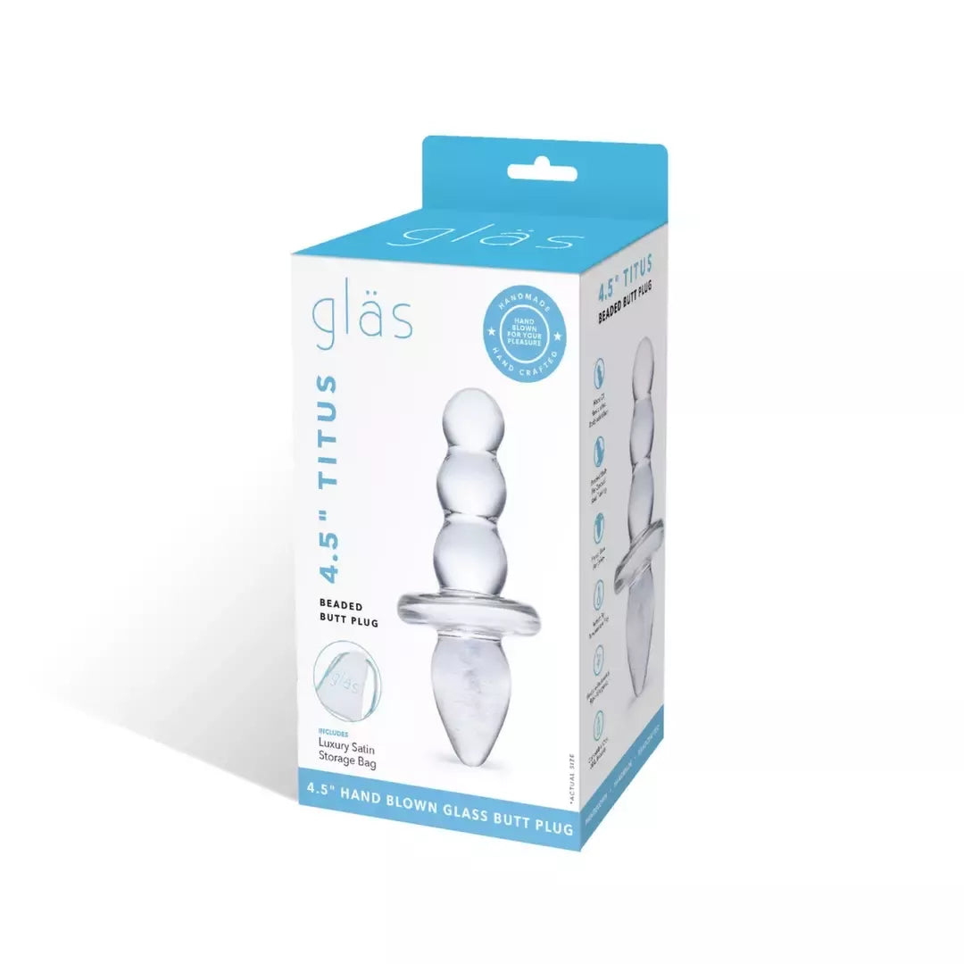 Glas Titus – stiklinis analinis kaištis, skaidrus, 11,5 cm, hipoalerginis