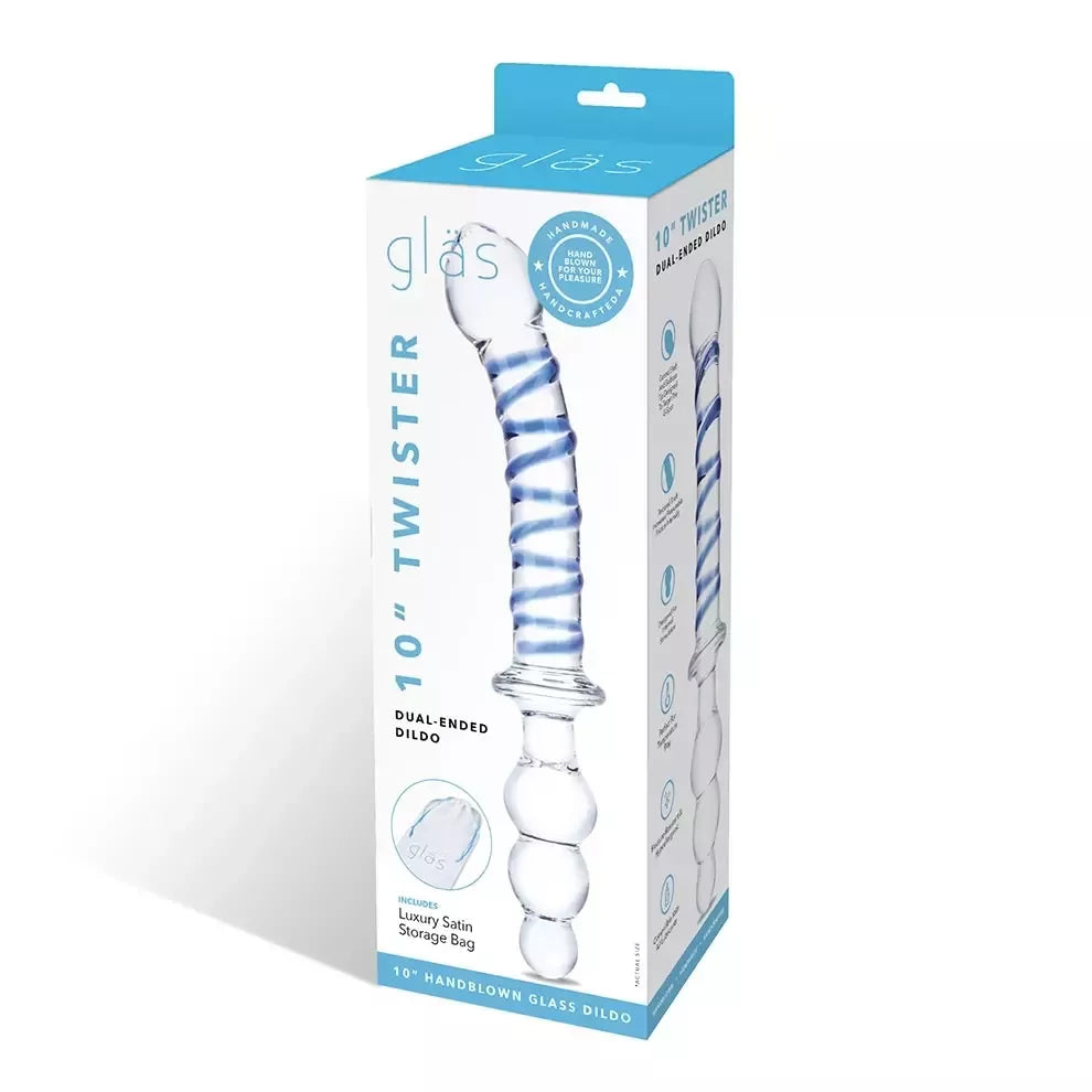 Glas Twister stiklinis dvipusis intymios aplinkos įrenginys, 23,5 cm, skaidrus