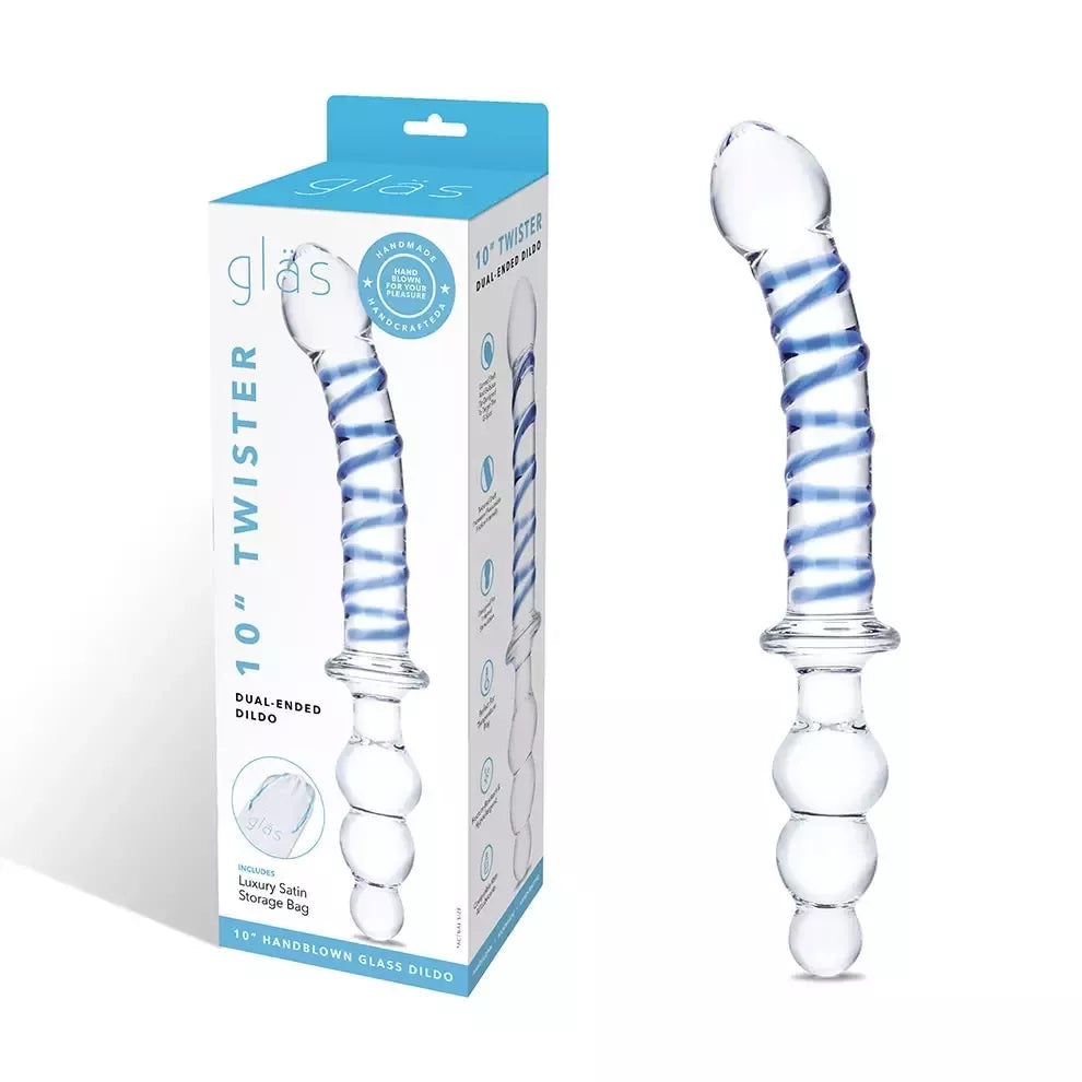 Glas Twister stiklinis dvipusis intymios aplinkos įrenginys, 23,5 cm, skaidrus