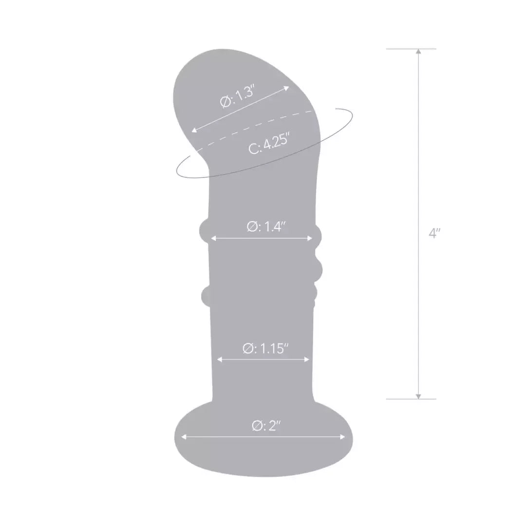 „Glas Vibrating 4” Dotted Plug“ su pulteliu – stiklinis, įkraunamas, mėlynas