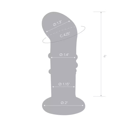 „Glas Vibrating 4” Dotted Plug“ su pulteliu – stiklinis, įkraunamas, mėlynas