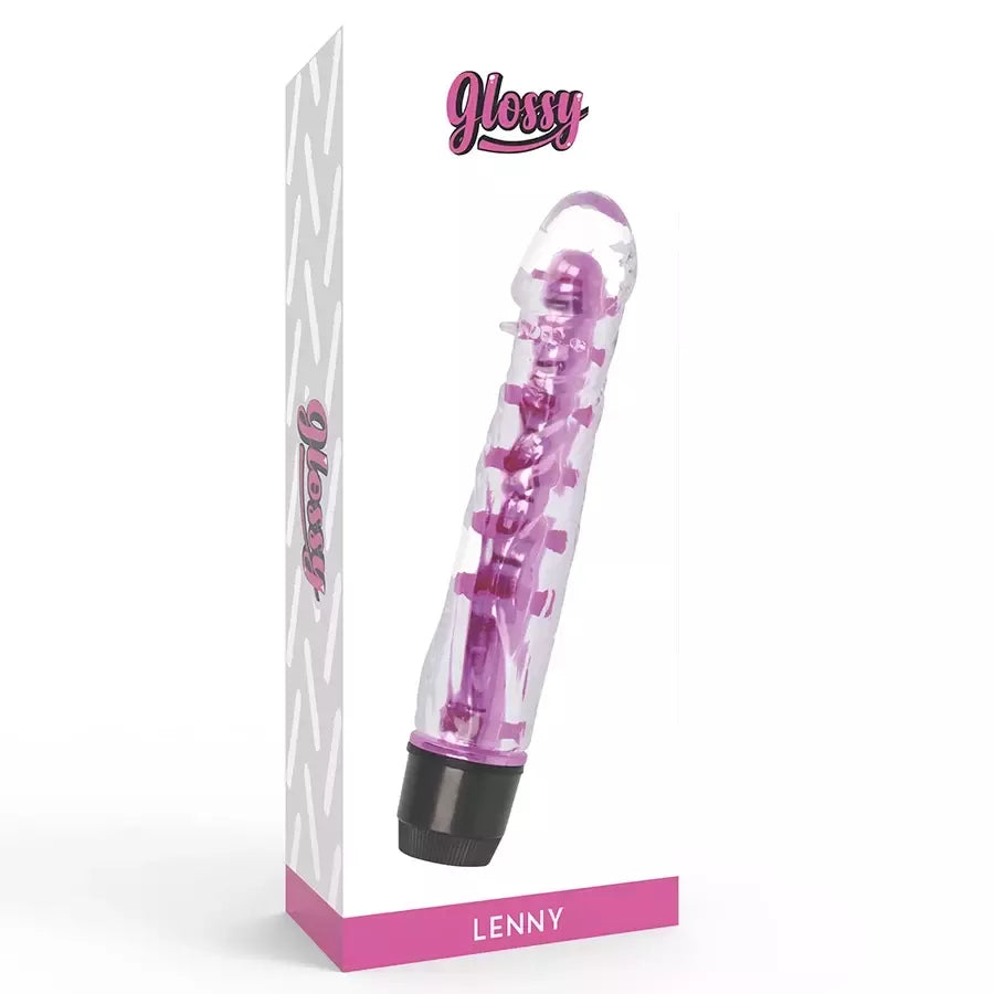 Glossy Lenny Pink – TPE vandeniui atsparus intymus prietaisas, 14 cm