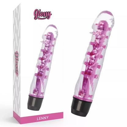 Glossy Lenny Pink – TPE vandeniui atsparus intymus prietaisas, 14 cm