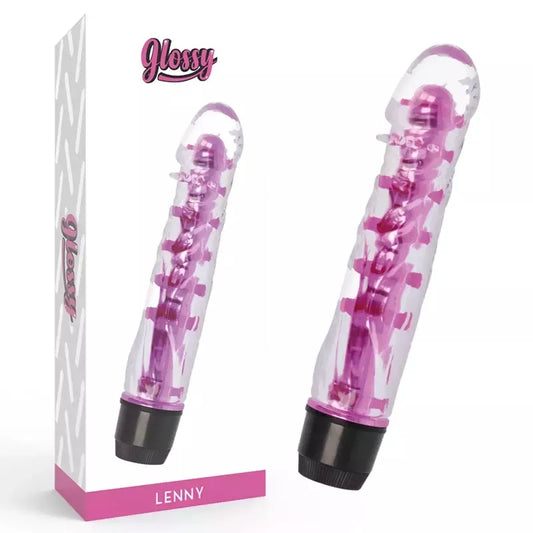Glossy Lenny Pink – TPE vandeniui atsparus intymus prietaisas, 14 cm