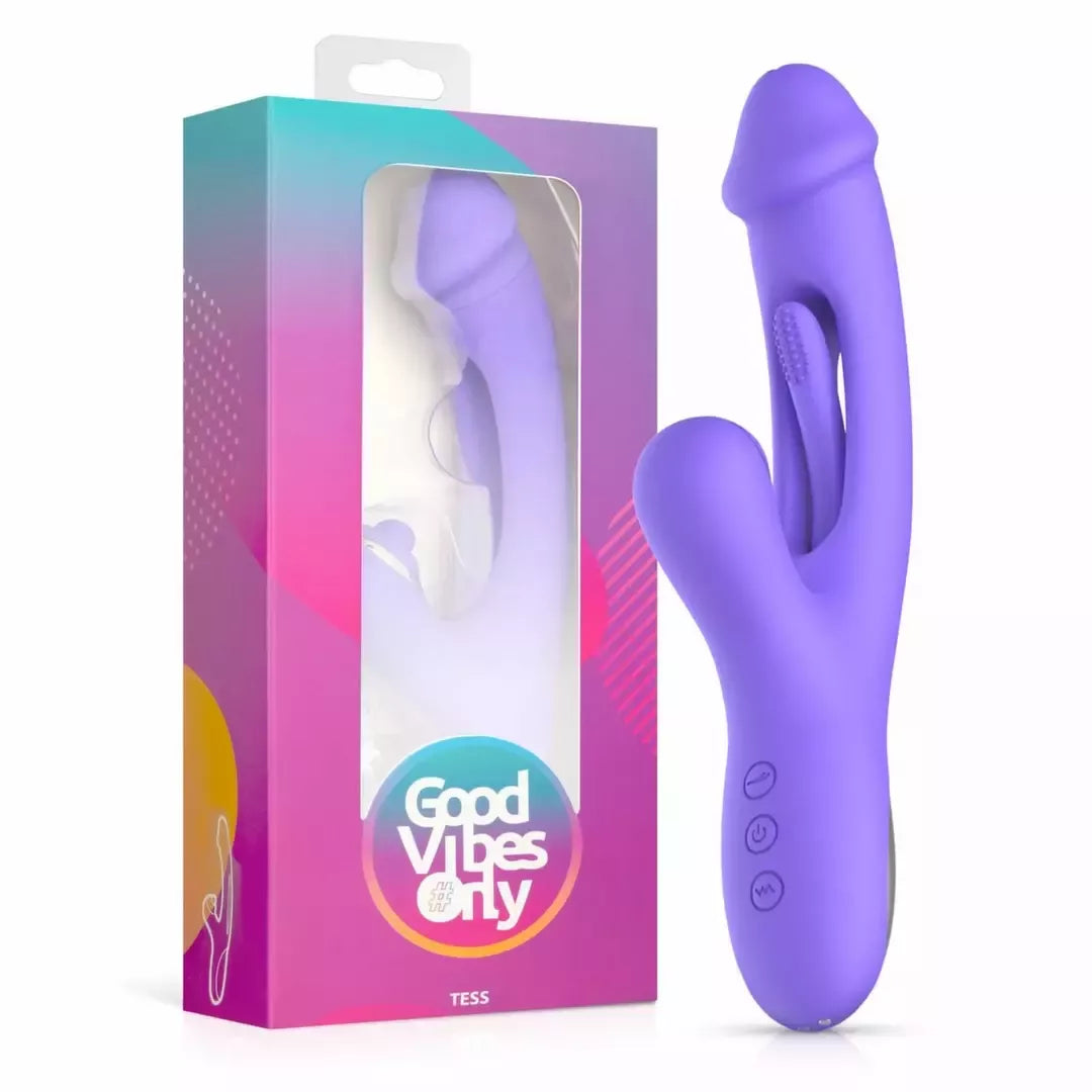 Good Vibes Only Tess silikoninis Rabbit vibratorius su dvigubais varikliais, rožinis