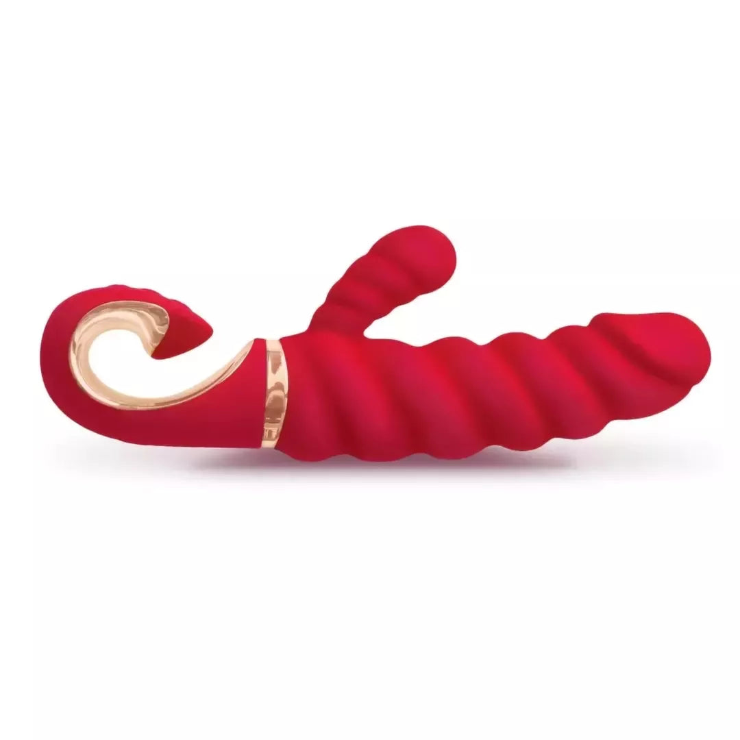 Gvibe Gcandy Mini Chili Coral – dvigubo variklio intymaus masažo prietaisas, 19 cm