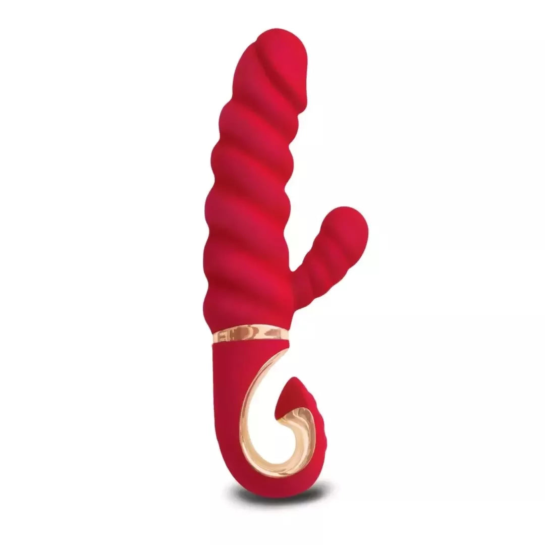 Gvibe Gcandy Mini Chili Coral – dvigubo variklio intymaus masažo prietaisas, 19 cm
