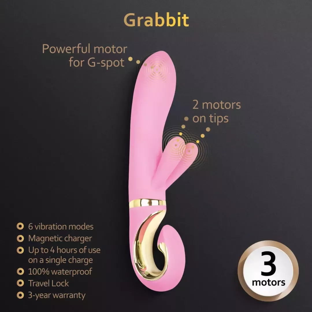 Gvibe Grabbit Pink intymus įrenginys su triguba variklių sistema, 18 cm
