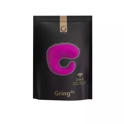 Gvibe Gring XL Sweet Raspberry piršto vibratorius ir nuotolinio valdymo pultas, vandeniui atsparus, silikoninis