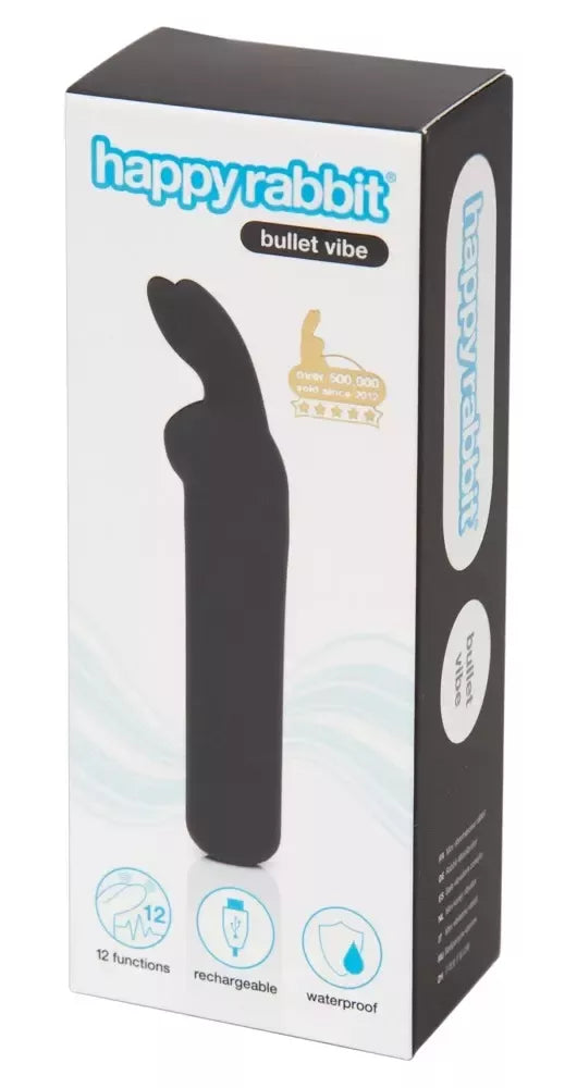 Happy Rabbit Bullet Vibe Black – kompaktiškas įkraunamas intymus mini masažuoklis