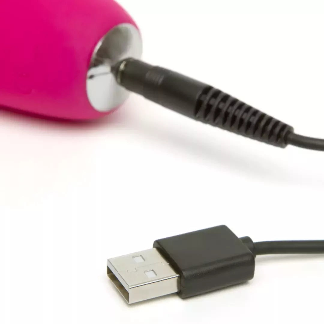 Happy Rabbit Curve Slim Pink intymus silikoninis prietaisas, įkraunamas USB laidu