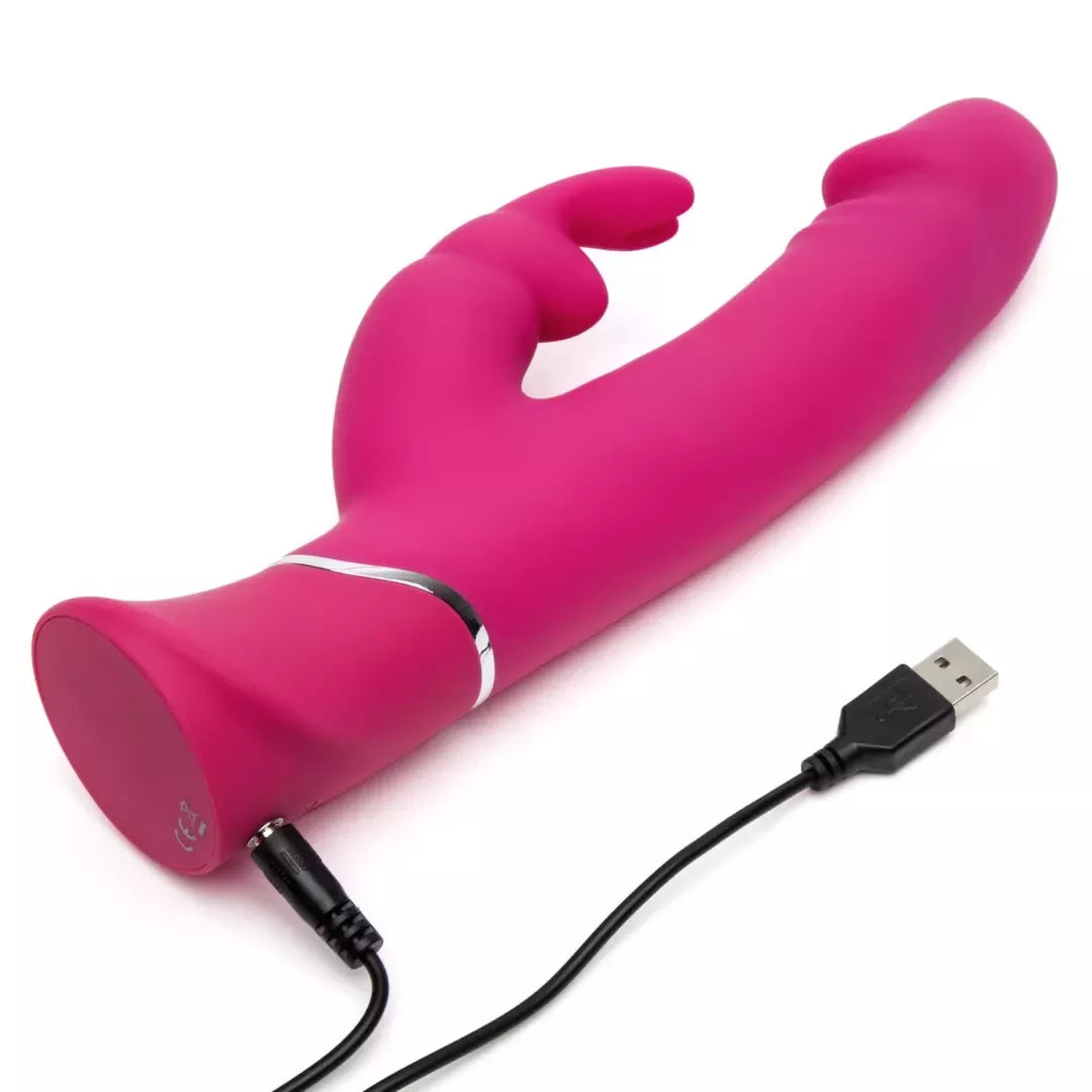 Happy Rabbit Dual Density Intimate Machine rožinis, 15 funkcijų, įkraunamas per USB