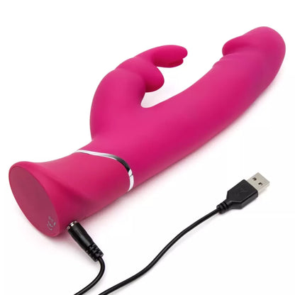Happy Rabbit Dual Density Intimate Machine rožinis, 15 funkcijų, įkraunamas per USB
