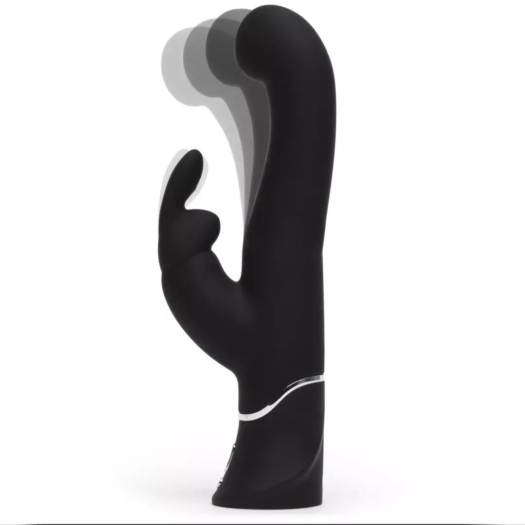 Happy Rabbit G-Spot Stroker Black – įkraunamas silikoninis intymus masažuoklis