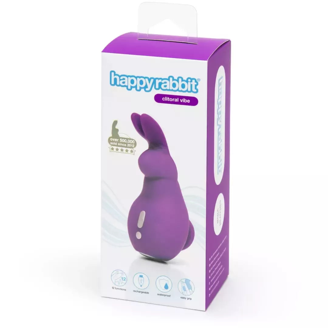 Happy Rabbit Mini Ears Intimate Vibe violetinis įkraunamas silikoninis 11,4 cm vibratorius