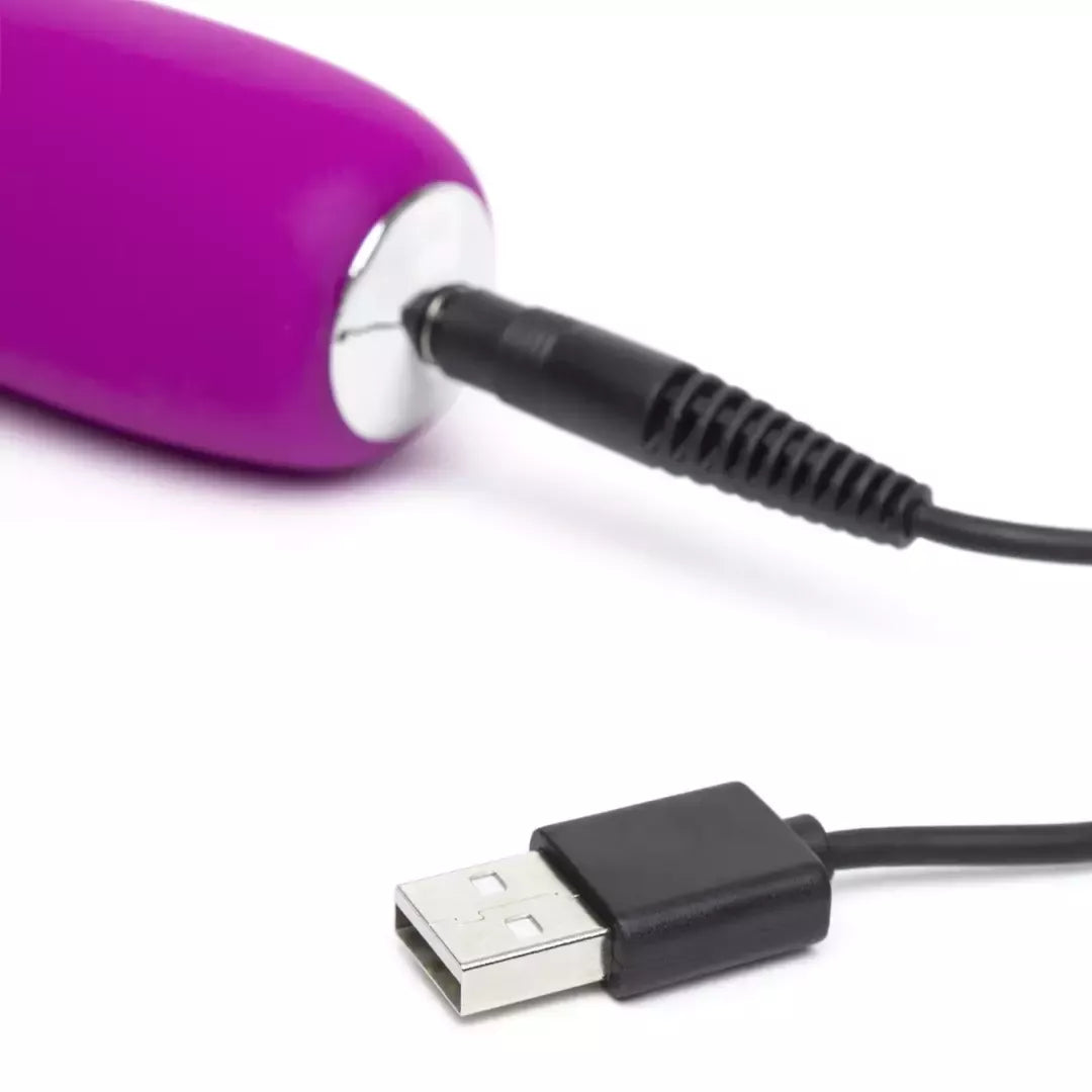 Happy Rabbit Realistic Slimline intymus prietaisas, violetinis, silikoninis, USB