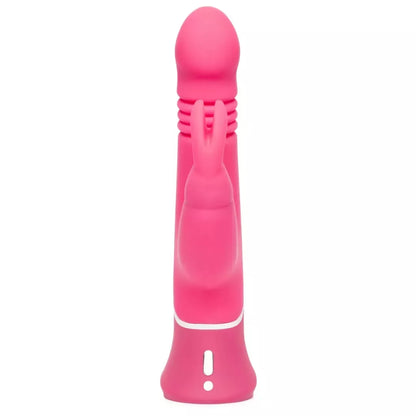 Happy Rabbit Thrusting Pink dviejų variklių silikoninis intymus prietaisas, 23 cm