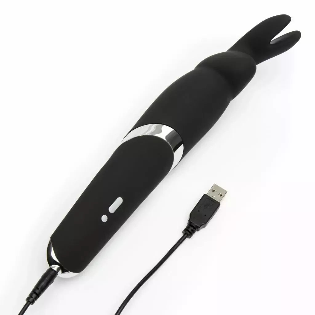 Happy Rabbit Wand Black – silikoninis masažuoklis, 10 režimų, atsparus vandeniui