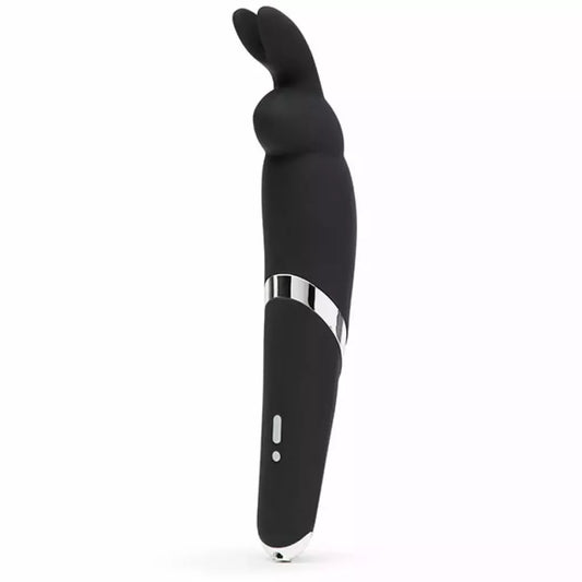 Happy Rabbit Wand Black – silikoninis masažuoklis, 10 režimų, atsparus vandeniui