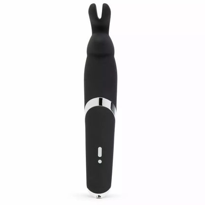 Happy Rabbit Wand Black – silikoninis masažuoklis, 10 režimų, atsparus vandeniui