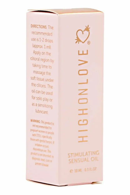HighOnLove Mini Sensual Stimulating Oil 10 ml – jaudinantis aliejus su kanapių sėklų aliejumi, kelioninis dydis
