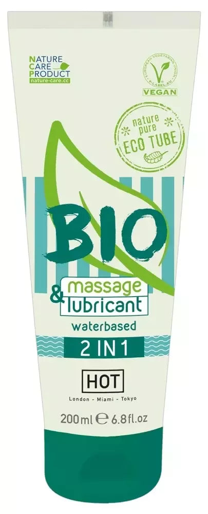 HOT BIO vandens pagrindo „2-in-1“ gelis 100 ml – ekologiškas lubrikantas ir masažo gelis