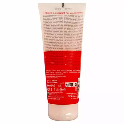 HOT Massage & Glide Gel 2in1 braškių skonio 200 ml – dvigubo poveikio, vaisių aromato lubrikantas
