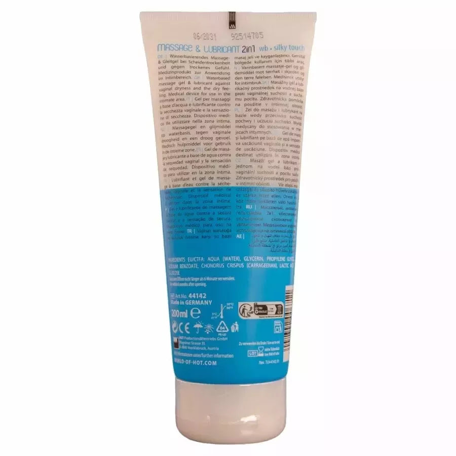 HOT Massage & Glide Gel 2in1 Silky Touch 200ml vandens pagrindo lubrikantas