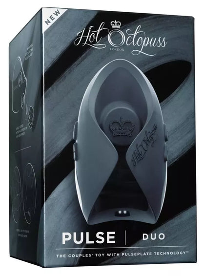 Hot Octopuss Pulse Duo 2025 intymios stimuliacijos sistema, kompaktiška, juoda