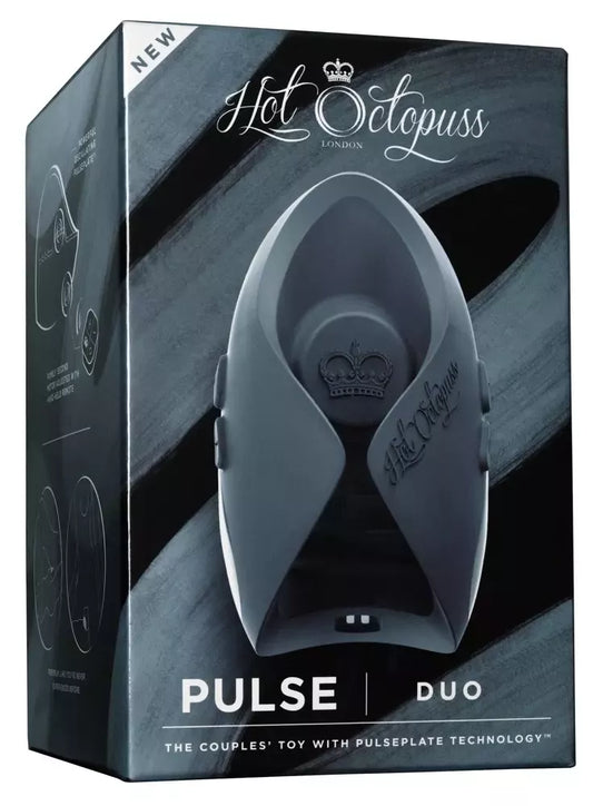 Hot Octopuss Pulse Duo 2025 intymios stimuliacijos sistema, kompaktiška, juoda