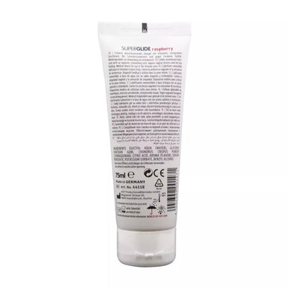 HOT Superglide vandens pagrindu pagamintas valgomas aviečių skonio lubrikantas 75ml