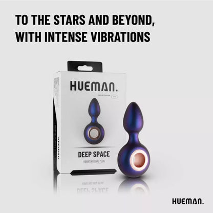 Hueman Deep Space vibruojantis analinis kaištis, silikoninis, 10 rėžių, juodas