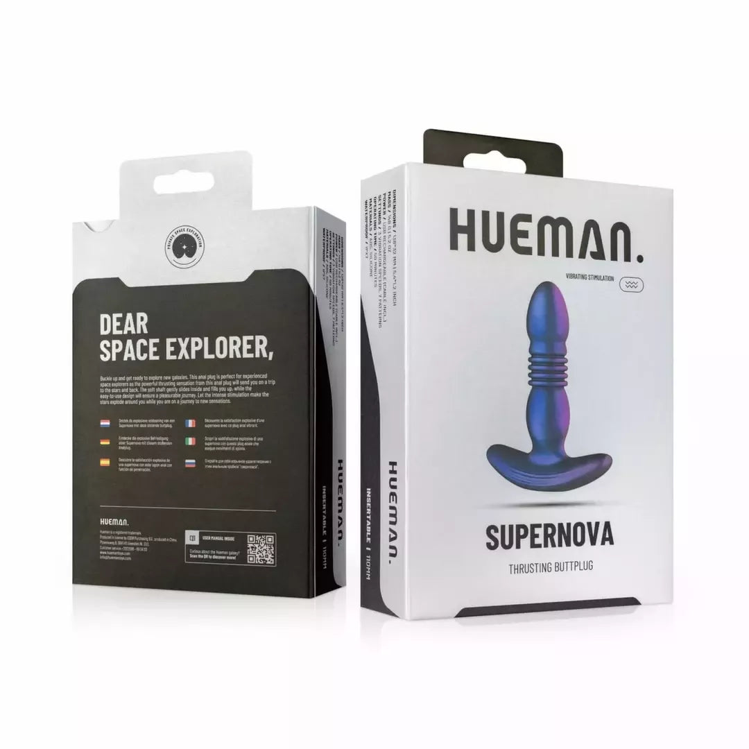 Hueman Motion silikoninis analinis stimuliatorius su stūmimo funkcija, 7 režimai, atsparus vandeniui