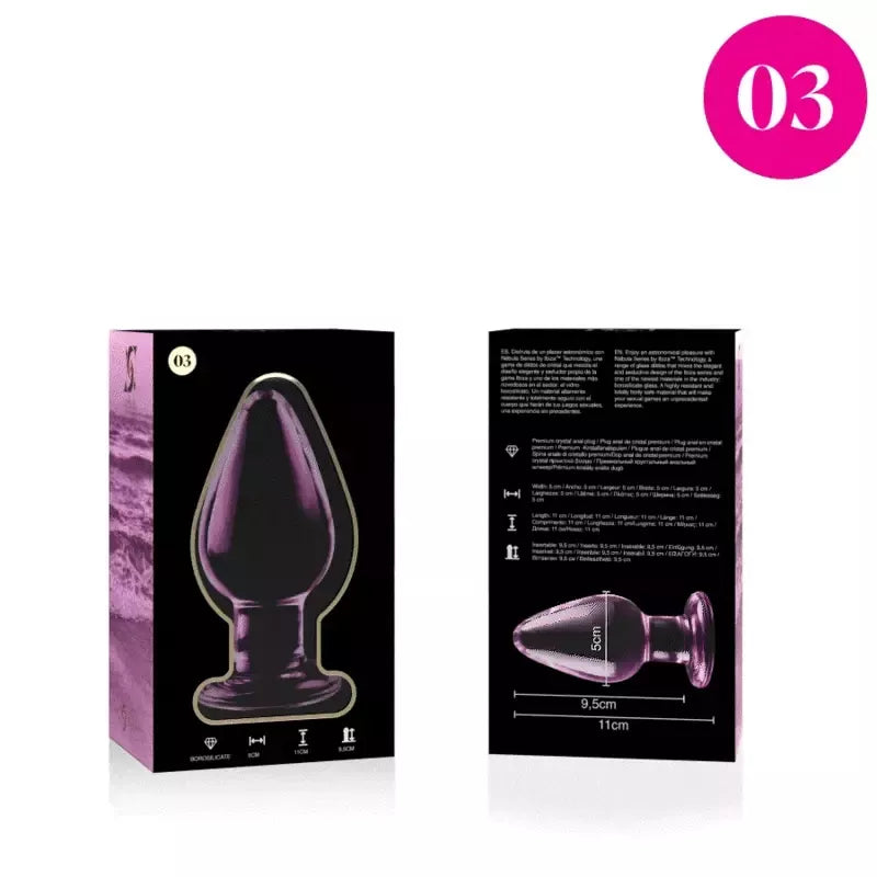 Ibiza Nebula Series Model 3 intymus stiklinis analinis kamštis, rožinis, 11 cm