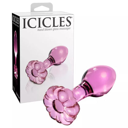 Icicles No. 48 stiklinis kištukas su dekoratyviniu gėlės formos pagrindu, 8.9 cm