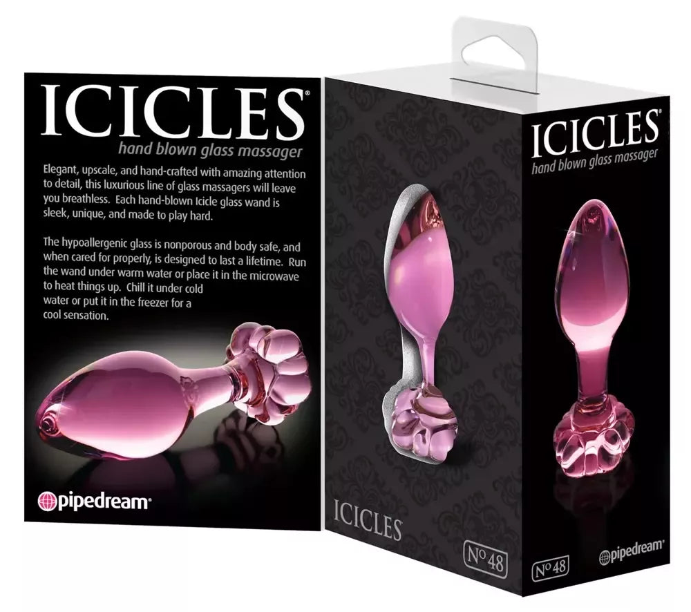 Icicles No. 48 stiklinis kištukas su dekoratyviniu gėlės formos pagrindu, 8.9 cm