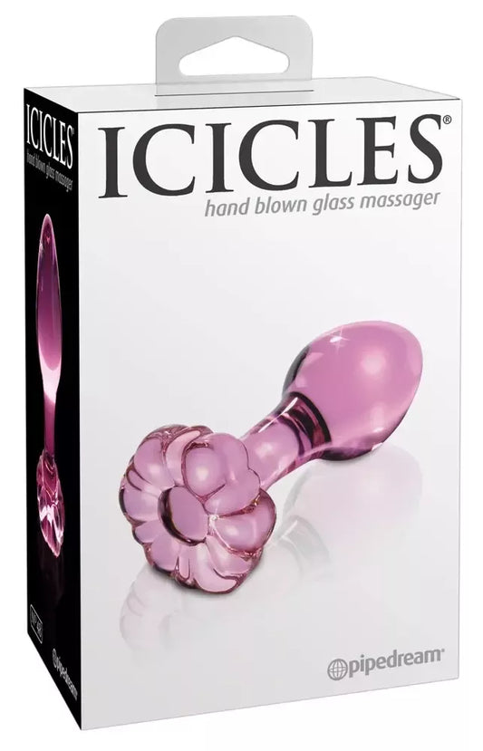Icicles No. 48 stiklinis kištukas su dekoratyviniu gėlės formos pagrindu, 8.9 cm