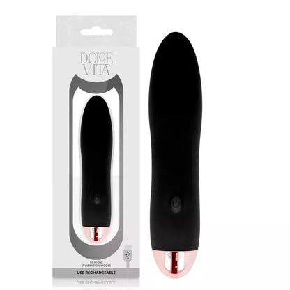 Įkraunamas silikoninis vibratorius Dolce Vita Four Black, 7 režimai, 13 cm
