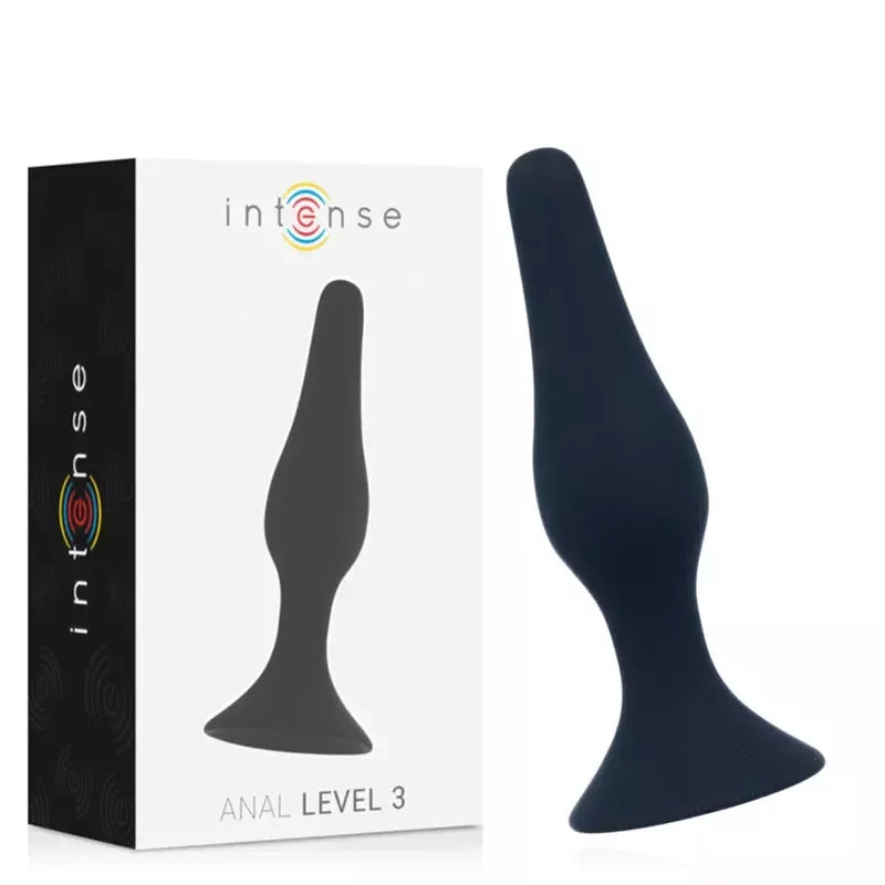 Intense Anal Level 3 silikoninis analinis kamštis 12,5 cm juodas – pažangus modelis