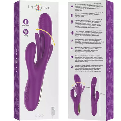 INTENSE Apolo įkraunamas vibruojantis prietaisas, violetinis, 7 režimai, atsparus vandeniui