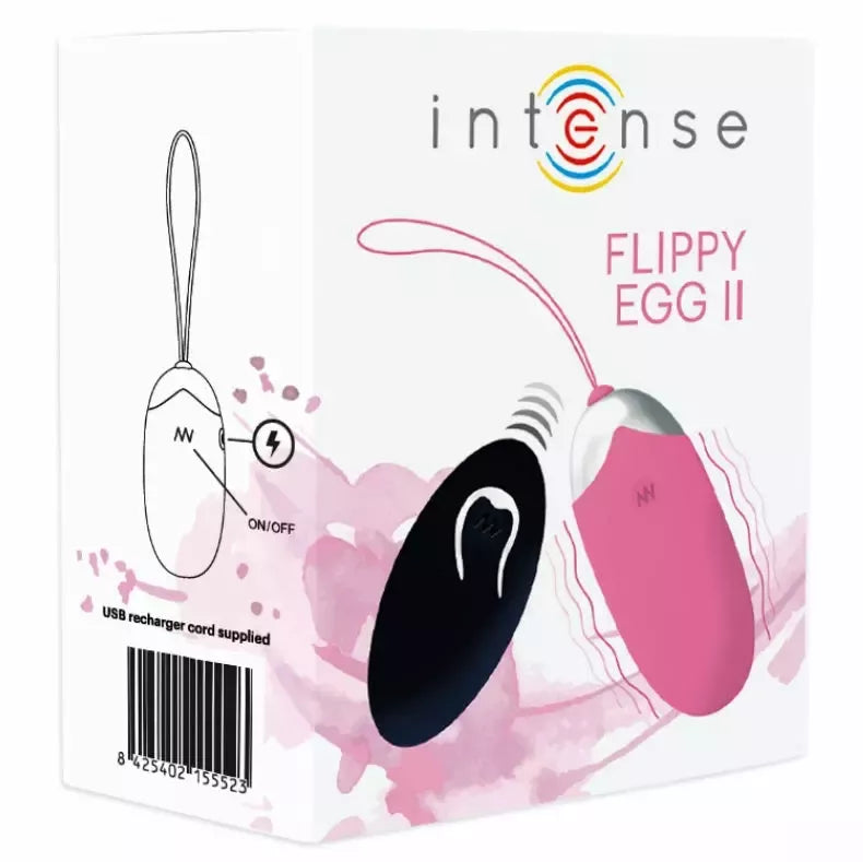 INTENSE Flippy II nuotoliniu būdu valdomas vibracinis kiaušinis, rožinis, 12 režimų, USB
