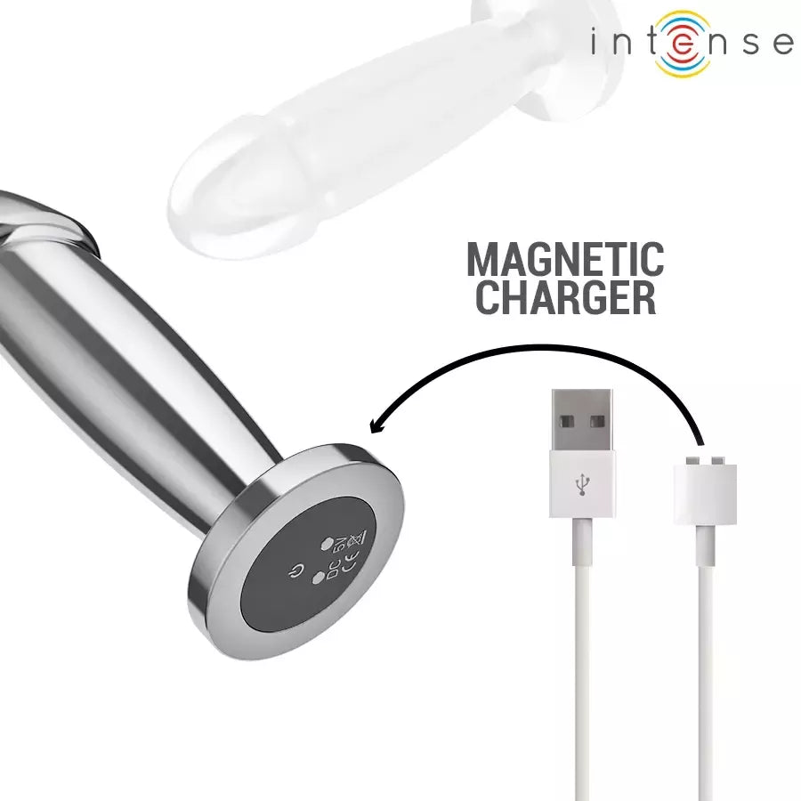 INTENSE M nuotoliniu būdu valdomas metalinis analinis kamštis su 10 vibracijos režimų ir atsparumu vandeniui