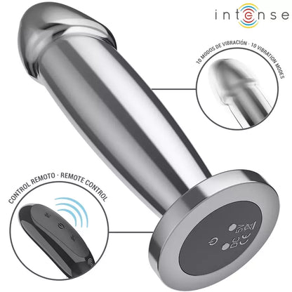 INTENSE M nuotoliniu būdu valdomas metalinis analinis kamštis su 10 vibracijos režimų ir atsparumu vandeniui