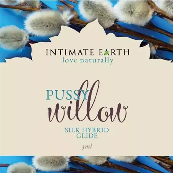 Intimate Earth Pussy Willow hibridinis lubrikantas 3ml – vandens ir silikono formulė